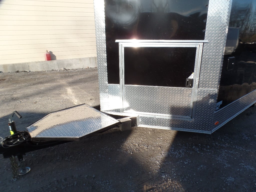 8.5' x 24' Black Porch Style Concession Food Trailer With Appliances