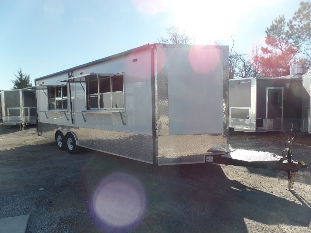 8.5' x 24' White Concession Food Trailer