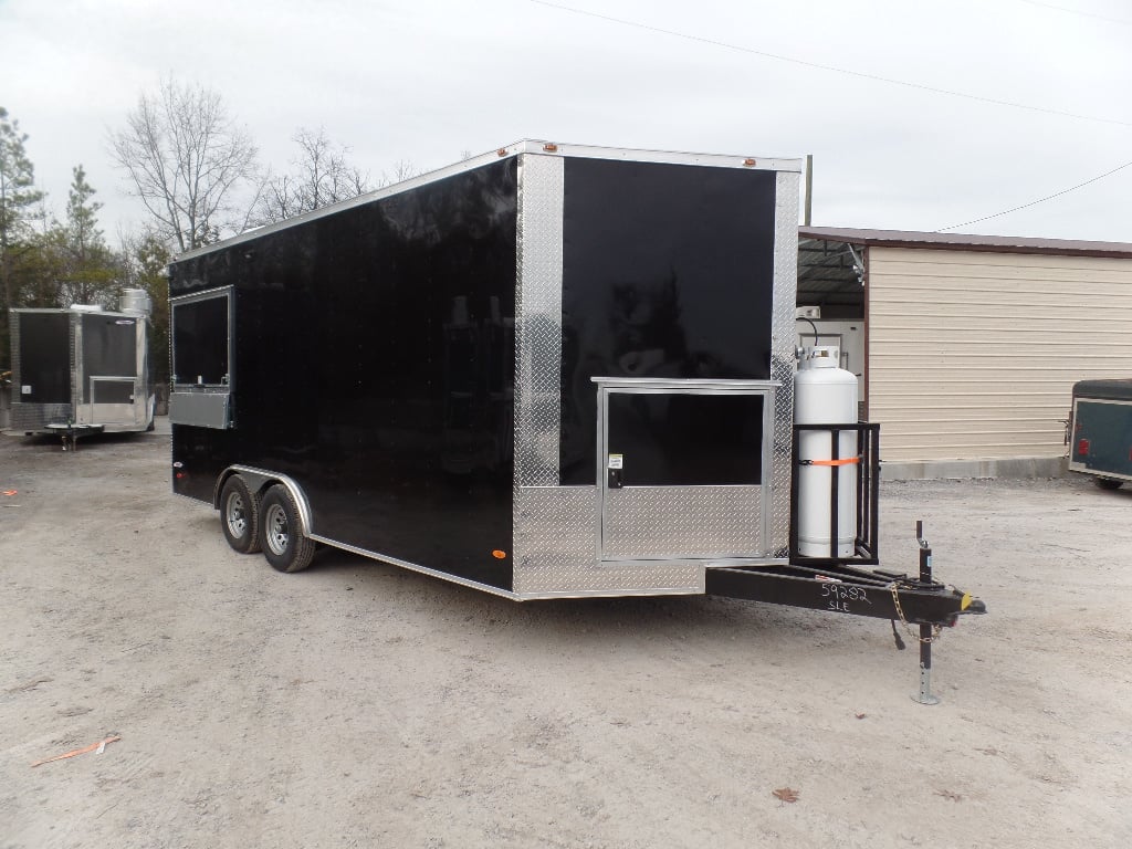 8.5' x 18' Black Concession Food Trailer With Appliances