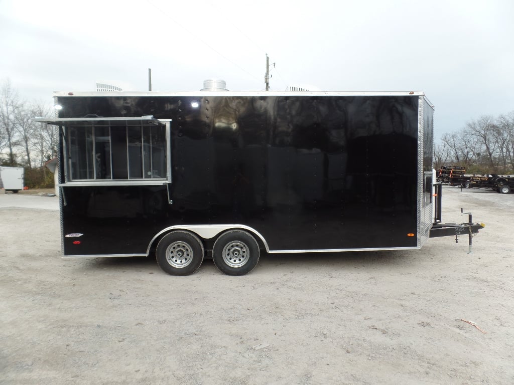 8.5' x 18' Black Concession Food Trailer With Appliances