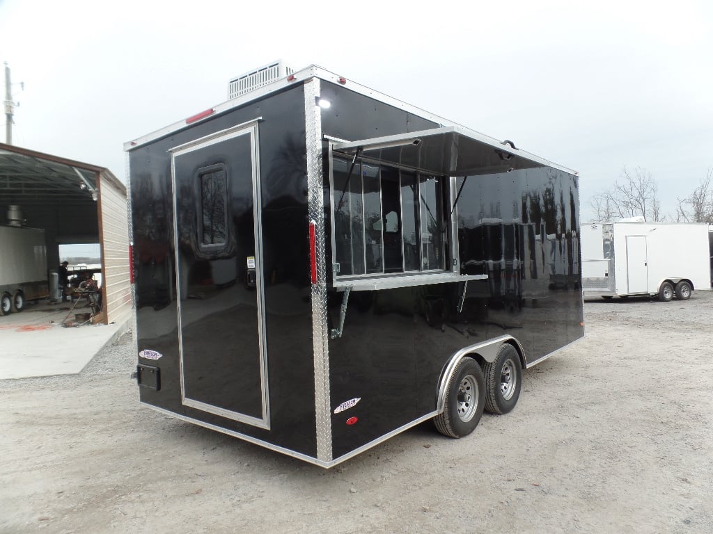 8.5' x 18' Black Concession Food Trailer With Appliances