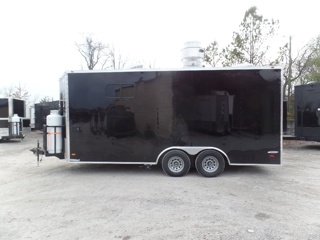 8.5' x 18' Black Concession Food Trailer With Appliances