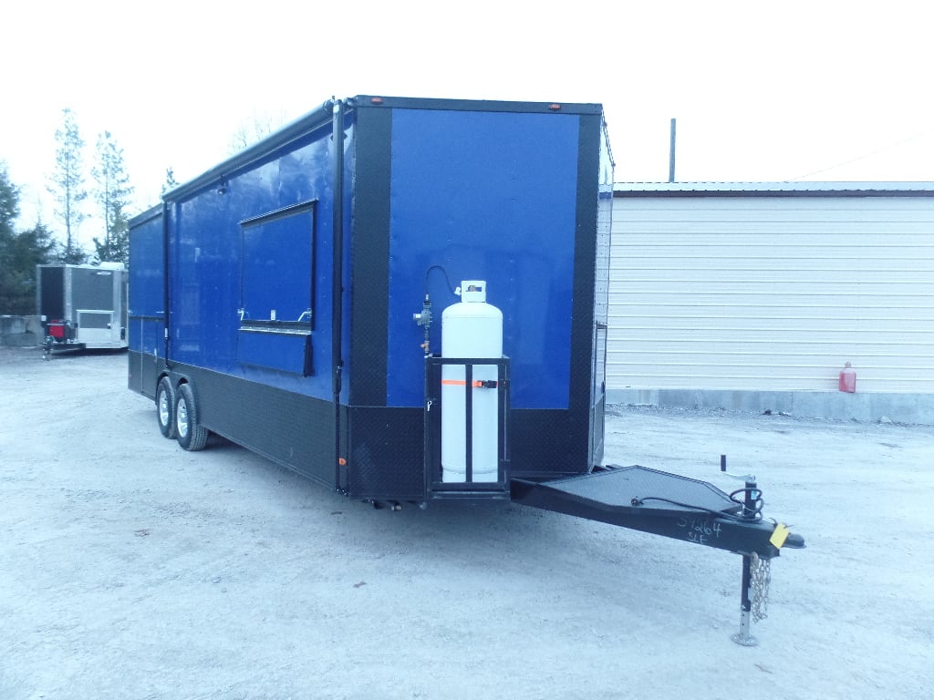 8.5' x 22' Cobalt Blue Porch Style Concession Food Trailer With Appliances