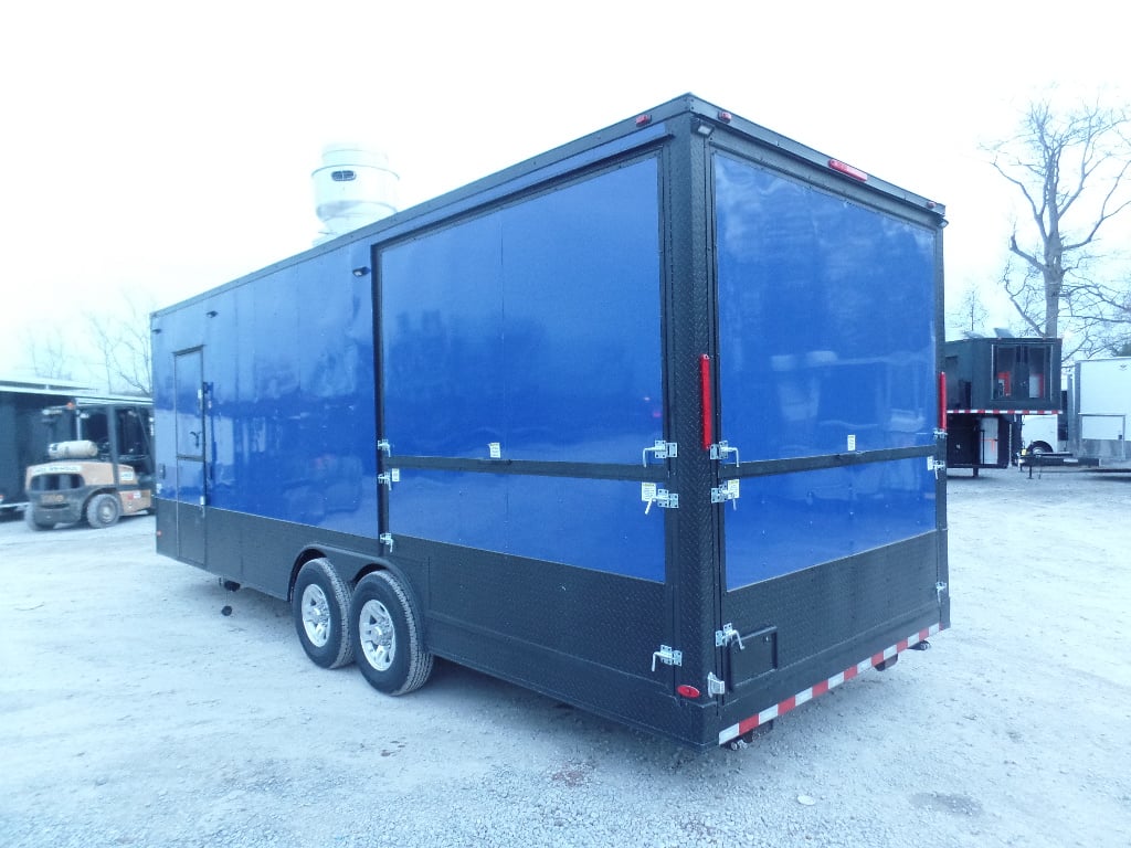 8.5' x 22' Cobalt Blue Porch Style Concession Food Trailer With Appliances