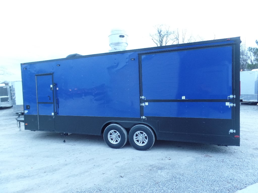 8.5' x 22' Cobalt Blue Porch Style Concession Food Trailer With Appliances