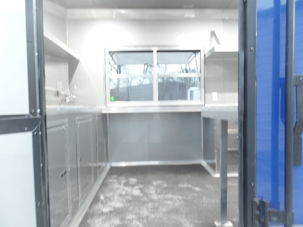 8.5' x 22' Cobalt Blue Porch Style Concession Food Trailer With Appliances