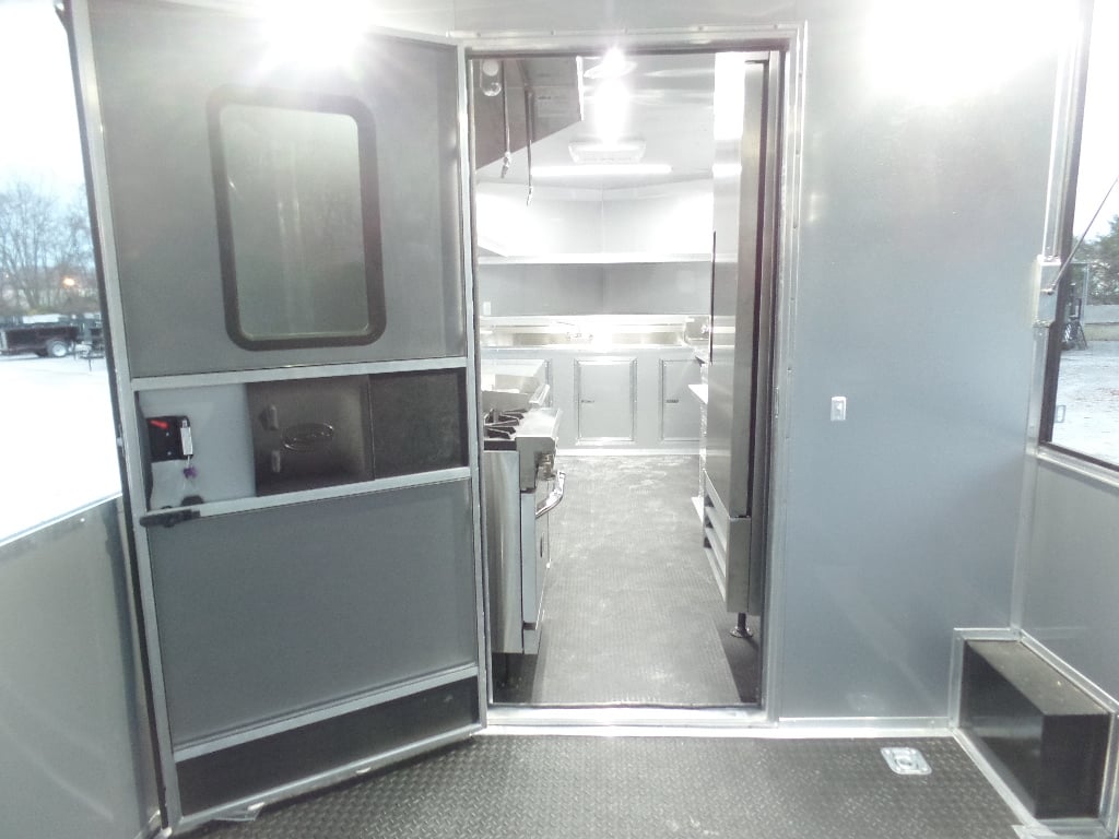 8.5' x 22' Cobalt Blue Porch Style Concession Food Trailer With Appliances