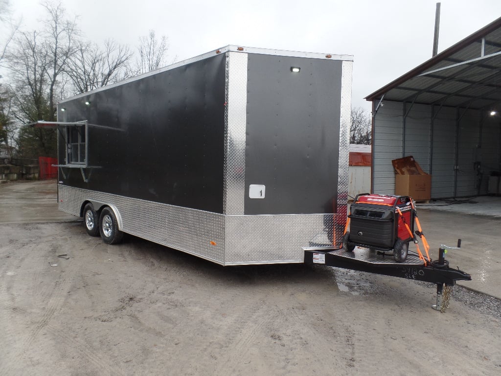 8.5' x 20' Charcoal Grey Concession Food Trailer With Appliances