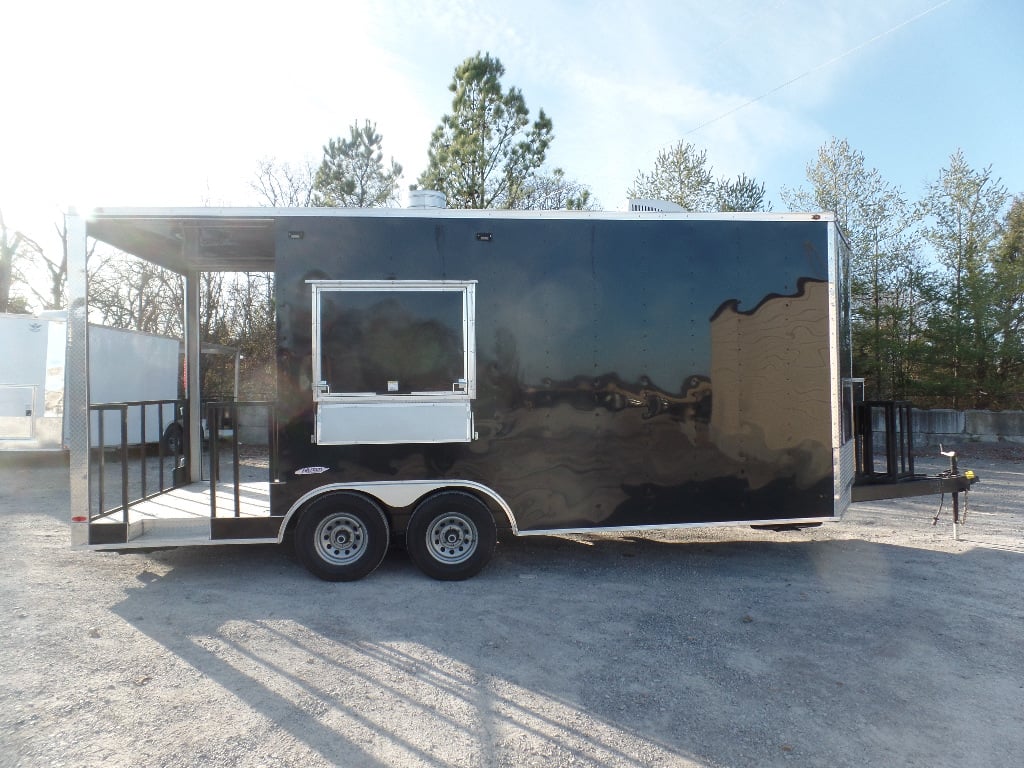 8.5' x 20' Black Porch Style Concession Food Trailer