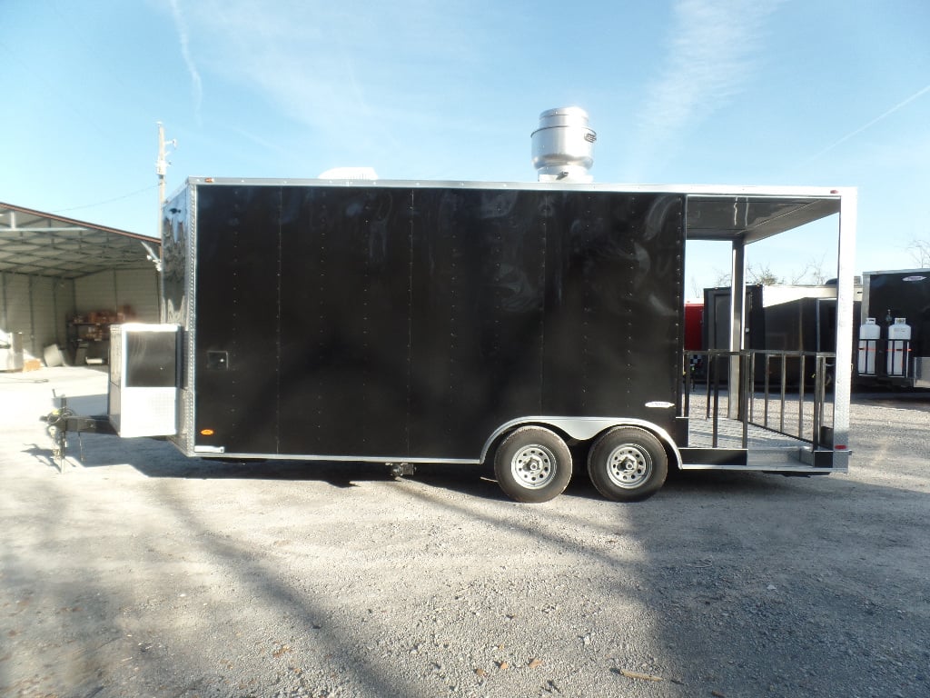 8.5' x 20' Black Porch Style Concession Food Trailer