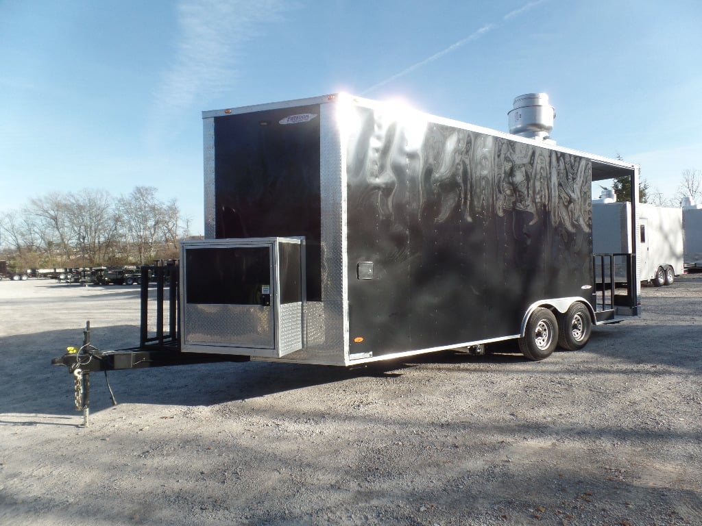 8.5' x 20' Black Porch Style Concession Food Trailer