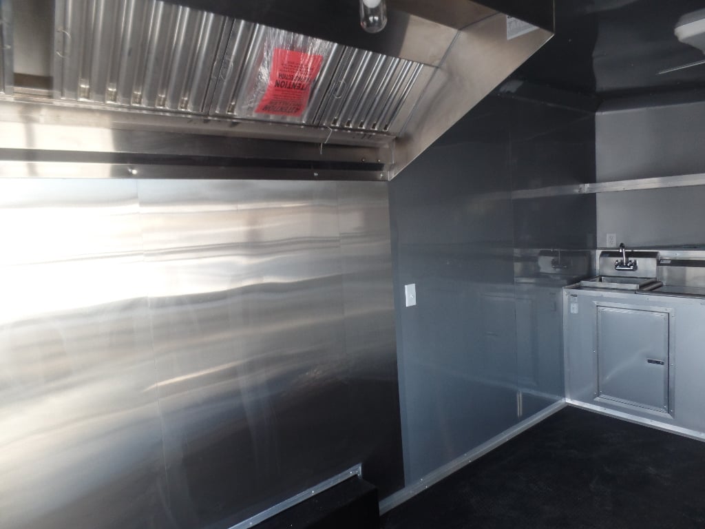 8.5' x 20' Black Porch Style Concession Food Trailer