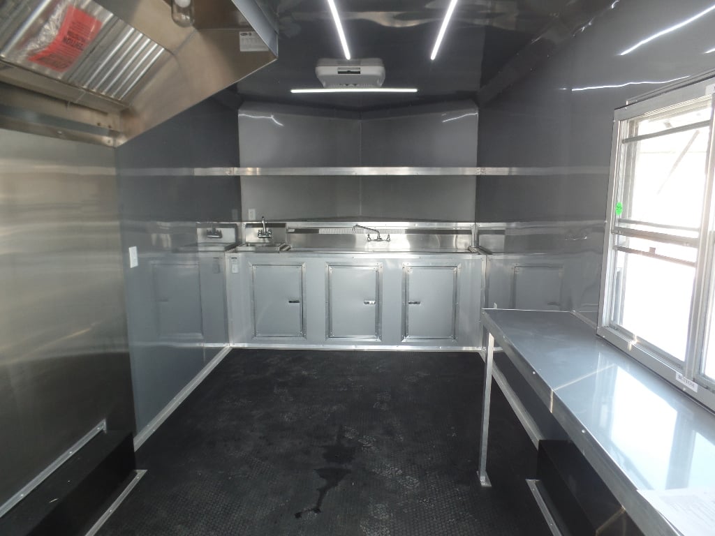 8.5' x 20' Black Porch Style Concession Food Trailer