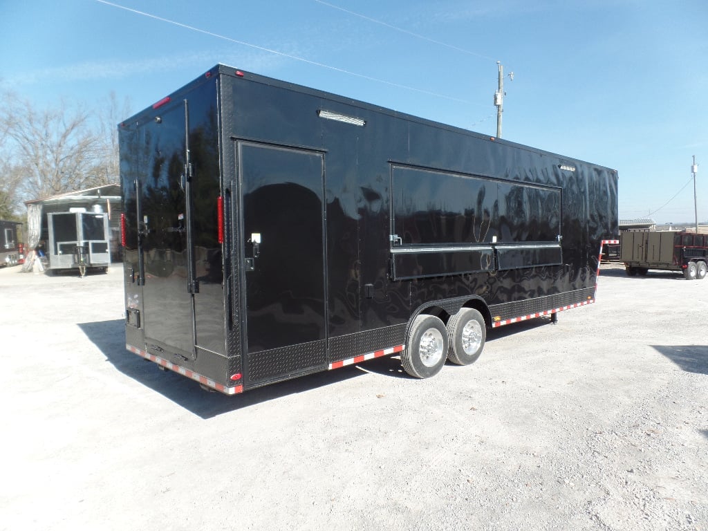 8.5' x 34' Black Goose Neck Concession Food Trailer With Appliances