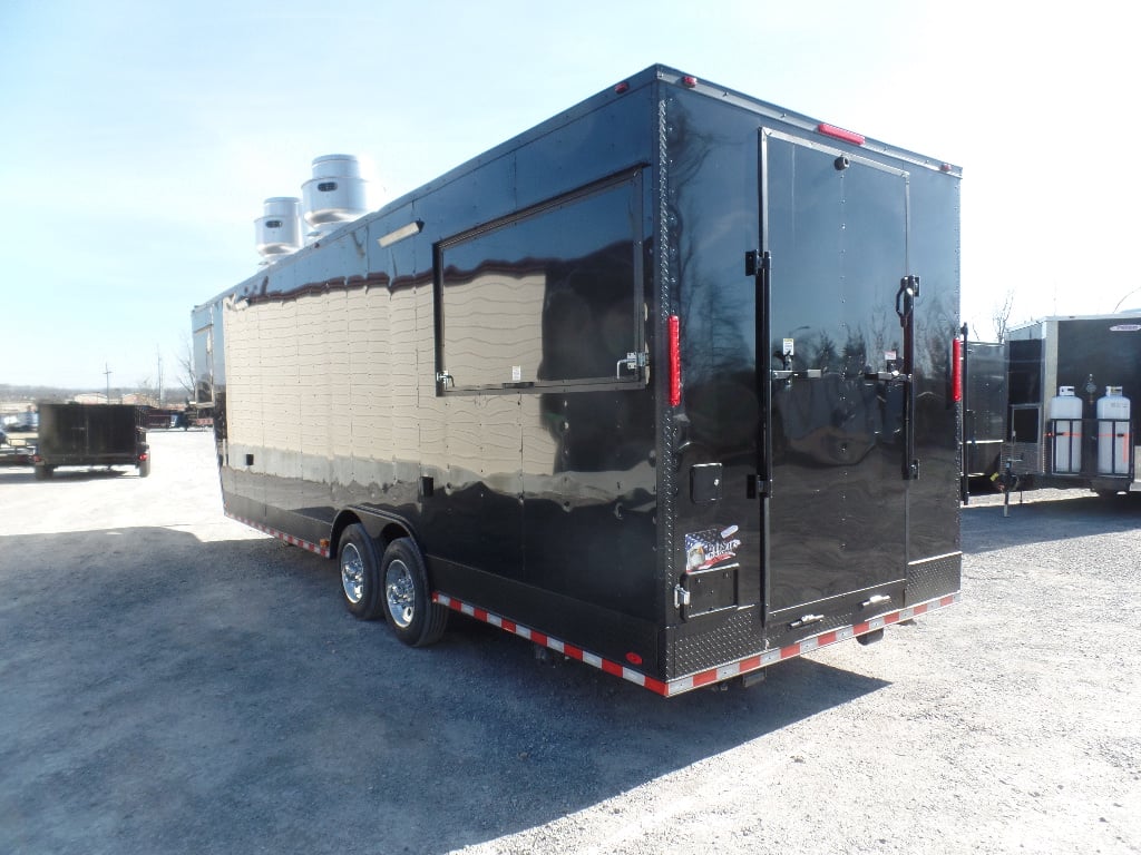 8.5' x 34' Black Goose Neck Concession Food Trailer With Appliances