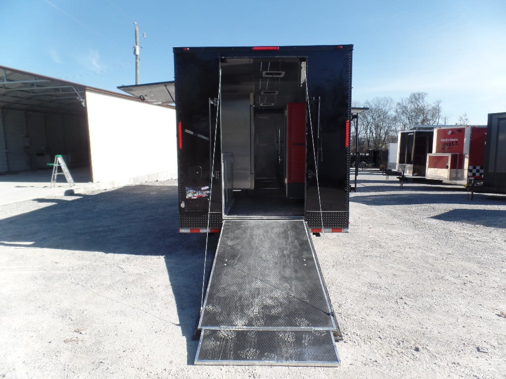 8.5' x 34' Black Goose Neck Concession Food Trailer With Appliances