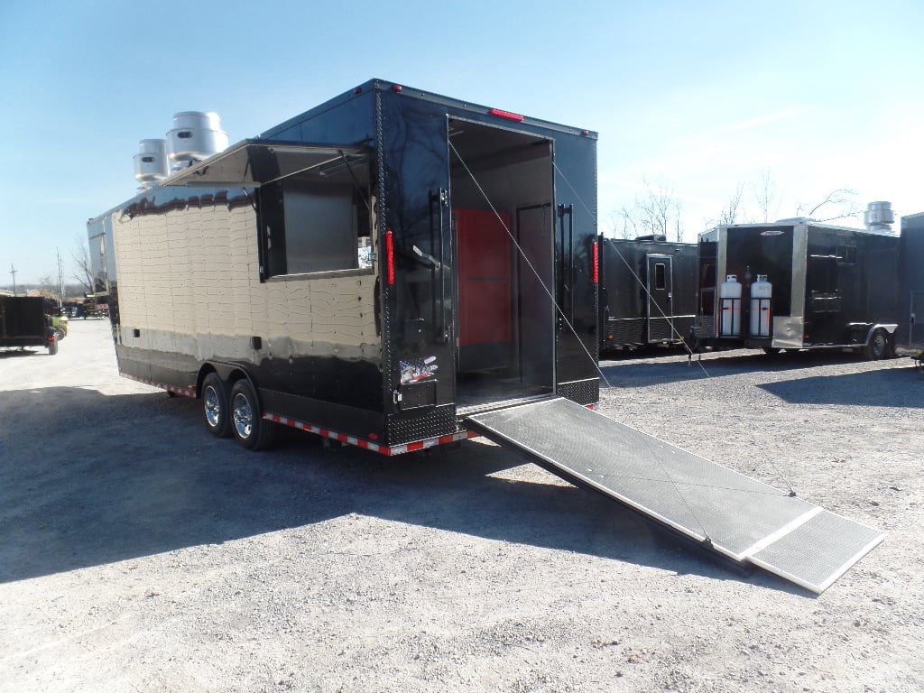 8.5' x 34' Black Goose Neck Concession Food Trailer With Appliances