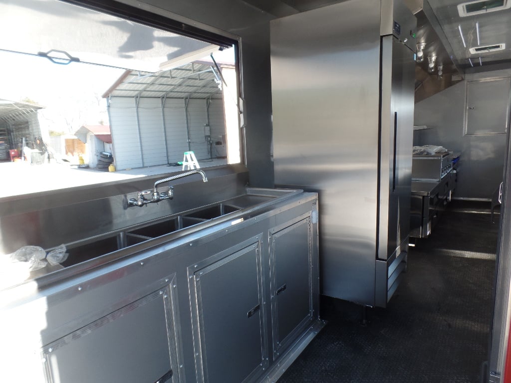 8.5' x 34' Black Goose Neck Concession Food Trailer With Appliances