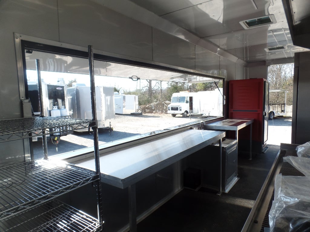 8.5' x 34' Black Goose Neck Concession Food Trailer With Appliances