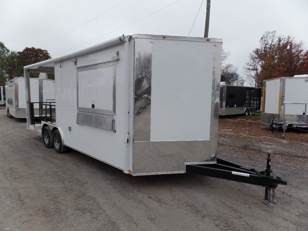 8.5' x 22' Concessions Food White BBQ Event Trailer