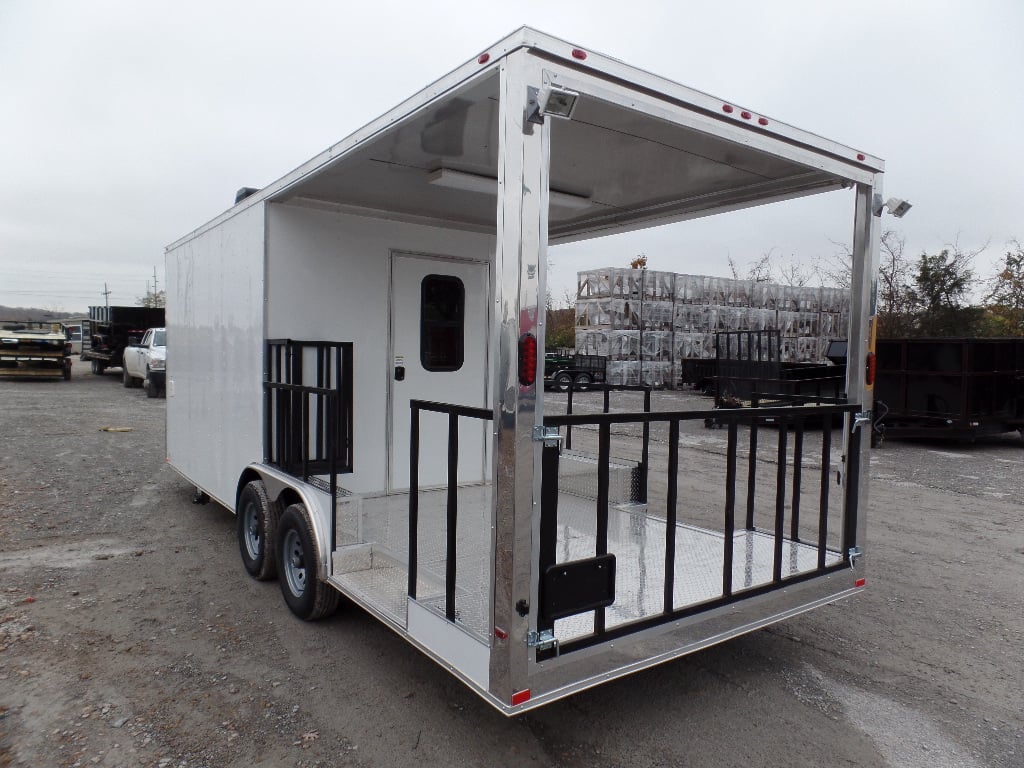 8.5' x 22' Concessions Food White BBQ Event Trailer