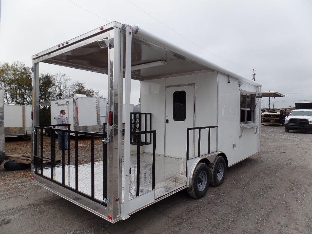 8.5' x 22' Concessions Food White BBQ Event Trailer