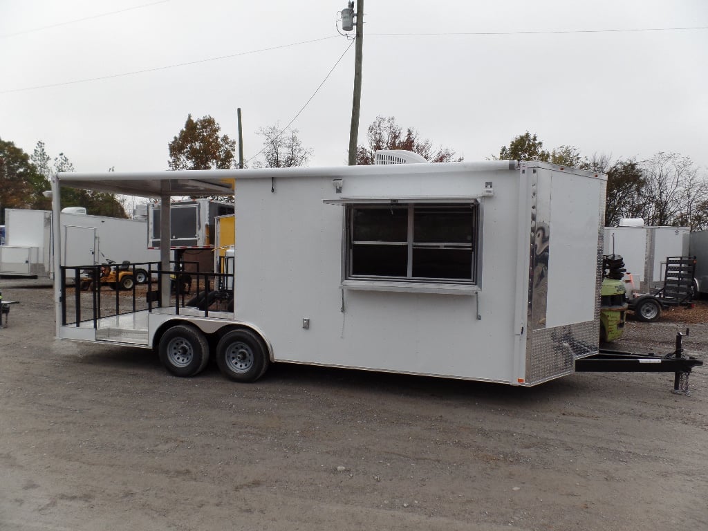 8.5' x 22' Concessions Food White BBQ Event Trailer