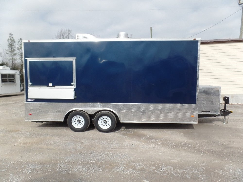 8.5' x 18' Indigo Blue Flat Nose Concession Trailer