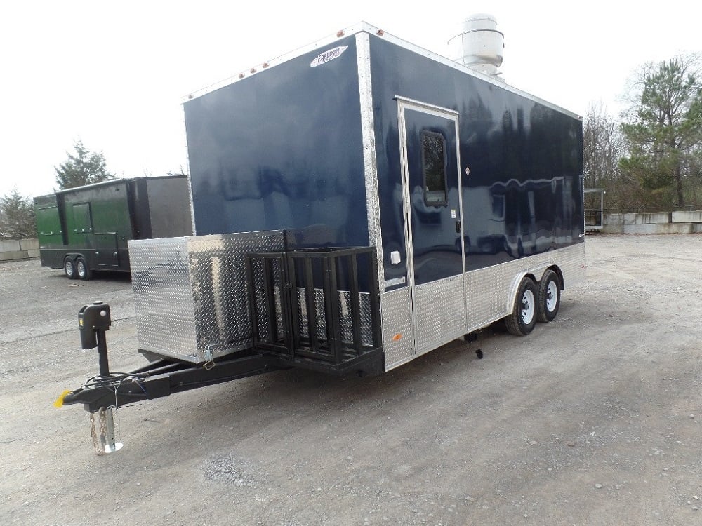 8.5' x 18' Indigo Blue Flat Nose Concession Trailer