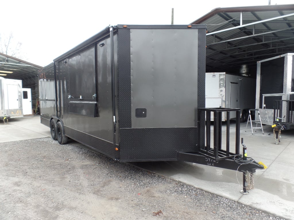 8.5' x 24' Med Charcoal Grey Concession Food Trailer