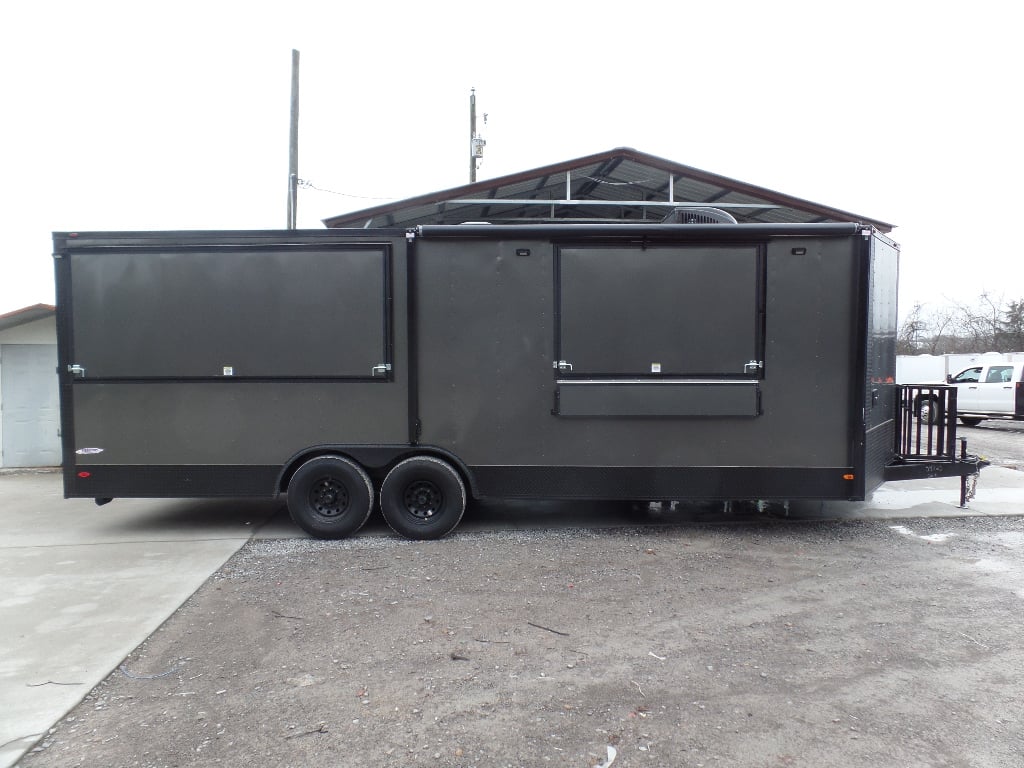 8.5' x 24' Med Charcoal Grey Concession Food Trailer