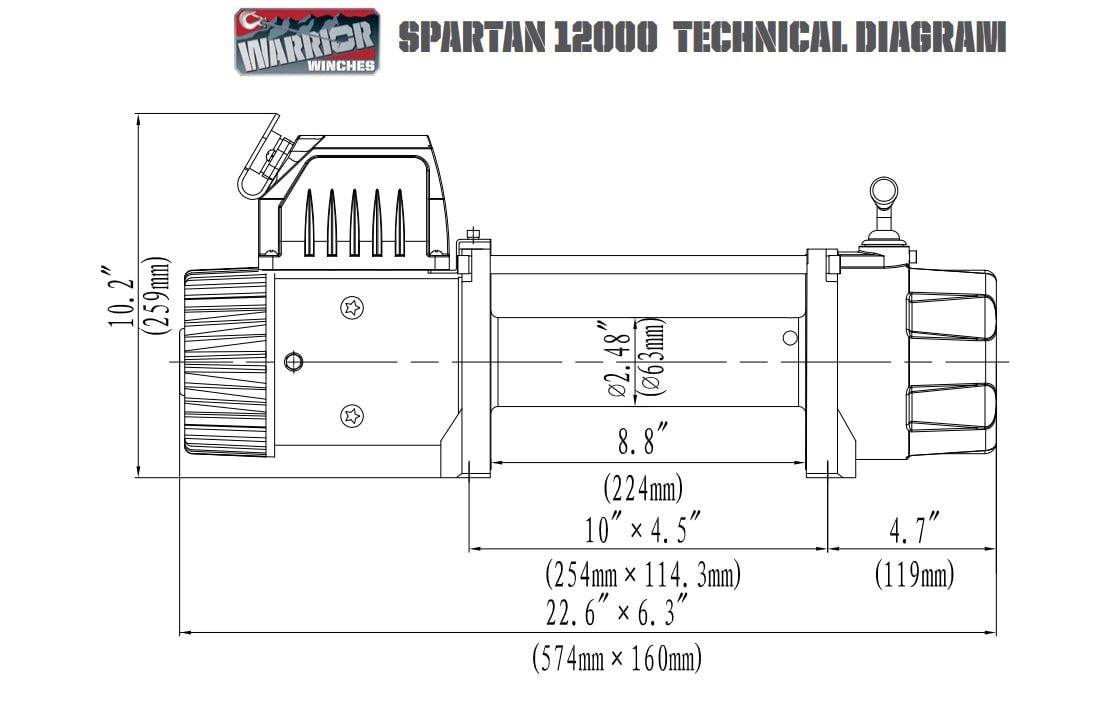 DK2 12SPS12 SPARTAN 12000 ELECTRIC WINCH w/ 82 FT CABLE