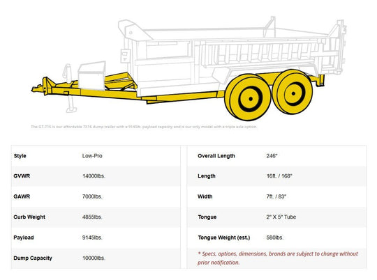 7x16 Telescopic Dump Trailer with 4ft Sides (2) 7K Axles 14k GVWR - SLE Equipment - 19