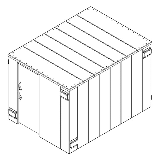 SR84X114G ESP Safety Shelter 84" x 114"- 20 Person Private / 12 Person Business front left