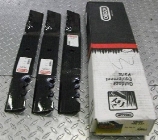 496 - 337 Set of 3 Fusion Mulcher Gator Lawn Mower Blades - SLE Equipment - 3