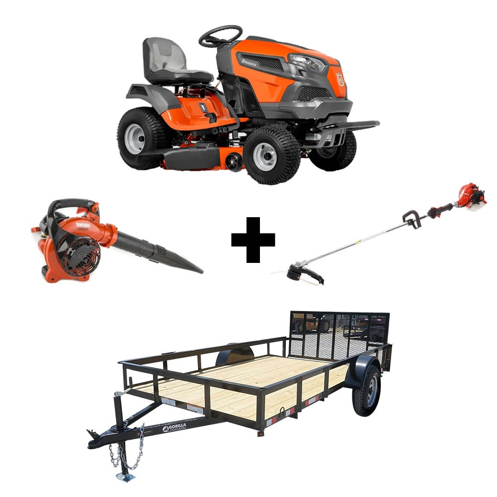 Husqvarna TS 146XK 46" 22HP Kohler Lawn Tractor Handhelds and 5'x10' Utility Trailer