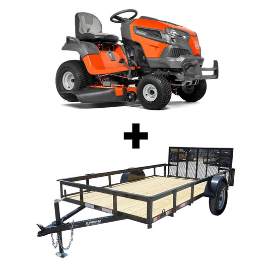 Husqvarna TS 242XD 42" 21.5 HP Kawasaki Lawn Tractor and 5x10 Utility Trailer