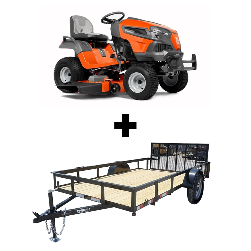 Husqvarna TS 248XD 48" 23HP Kawasaki Lawn Tractor and 5'x10' Utility Trailer