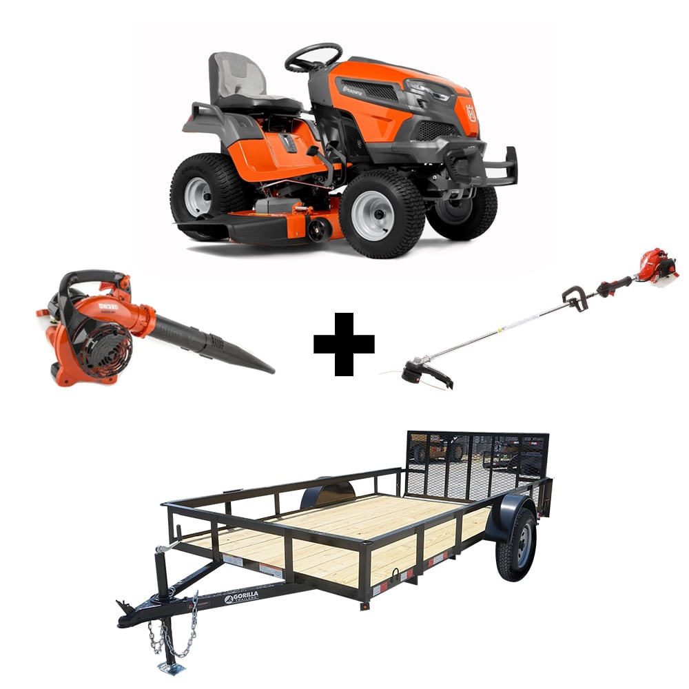 Husqvarna TS 248XD 48" 23HP Kawasaki Lawn Tractor Handhelds and 5'x10' Utility Trailer