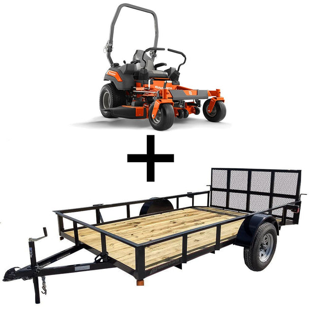 Husqvarna Z454 22 HP Kawasaki 54 Inch Zero Turn Mower Utility Trailer Package