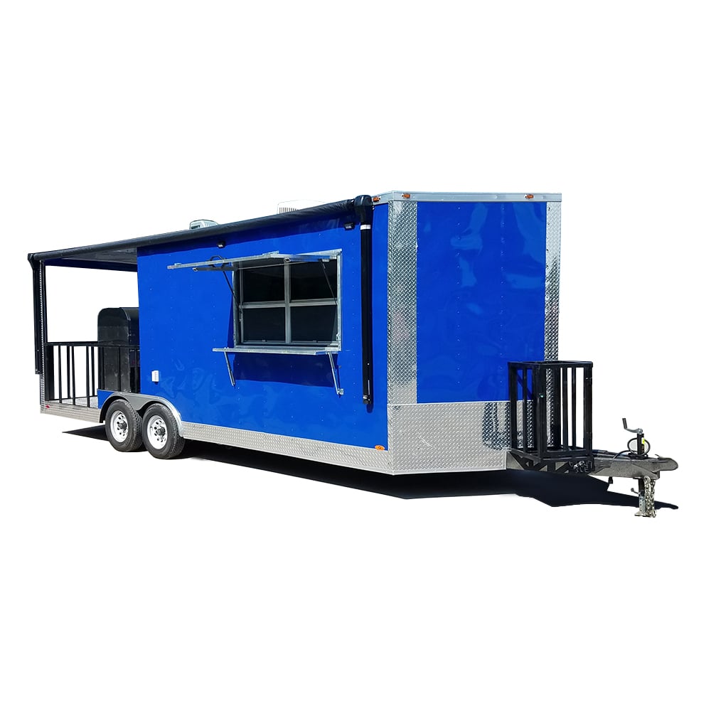 8.5' x 22' Cobalt Blue Porch Style Concession Food Trailer With Appliances