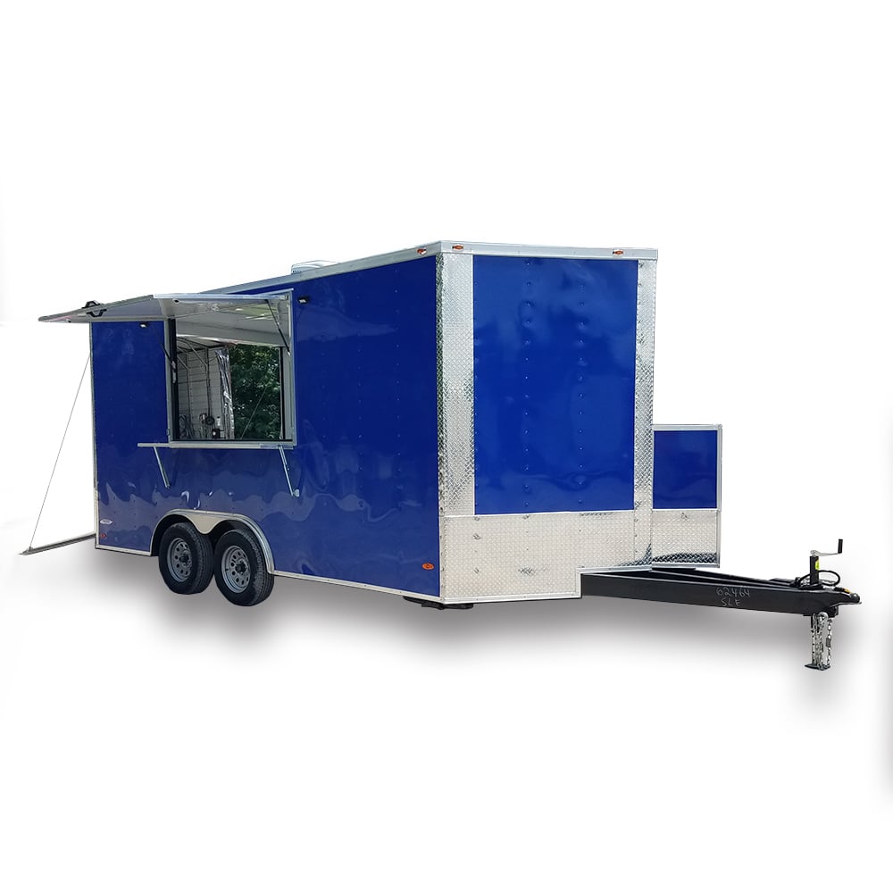 8.5' x 16' Cobalt Blue Concession Food Trailer