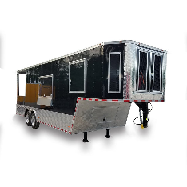 8.5' x 30' Black Goose Neck Concession Food Trailer With Appliances