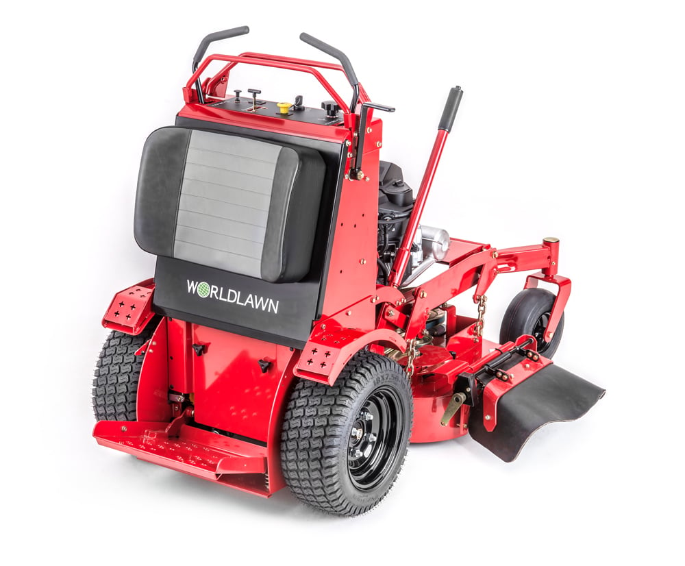 WorldLawn Venom Stand-On Walk Behind Mower Front Left