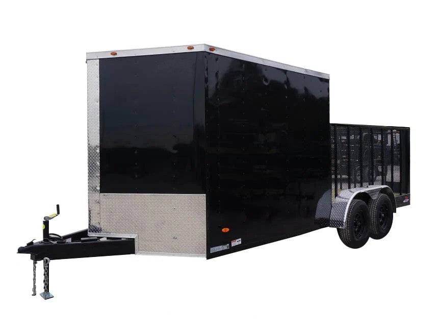 Enclosed Utility Hybrid Trailer 7' X 18' with Side Door - Lawn Mower Equipment Hauler Storage - SLE Equipment - 1