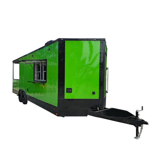 8.5' X 26' Lime Green Concession Trailer BBQ Food Event - SLE Equipment - 1