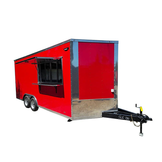 Concession Trailer 8.5' X 18' Red Event Ticket Booth - SLE Equipment - 1