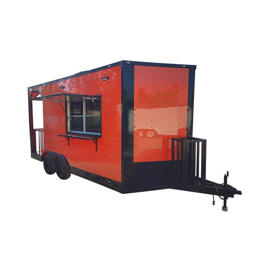 Concession Trailer 8.5' X 16' Orange Event Catering Porch - SLE Equipment - 1