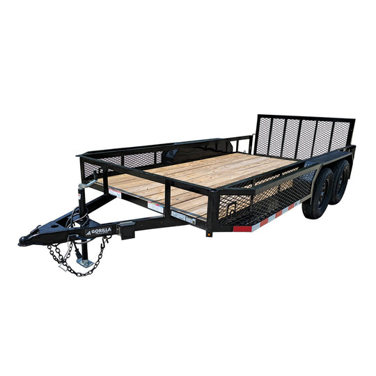 6.4x14 Dovetail Utility Trailer with Side Baskets (2) 3500lb Axles