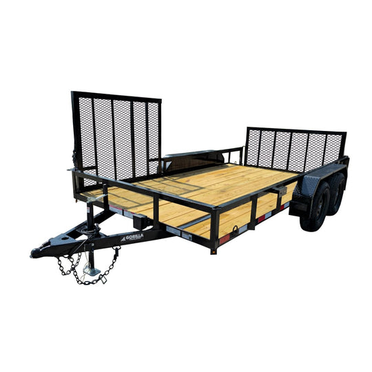 7' X 14' Tandem Axle Dovetail Utility Trailer with Side Gate Side Angle